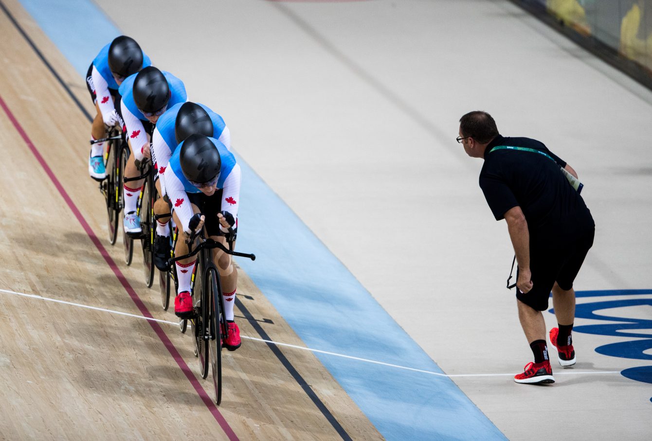 Canada competes in the Women's Team Pursuit at the Olympic games in Rio de Janeiro, Brazil, Thursday, August 11, 2016. COC Photo/Stephen Hosier