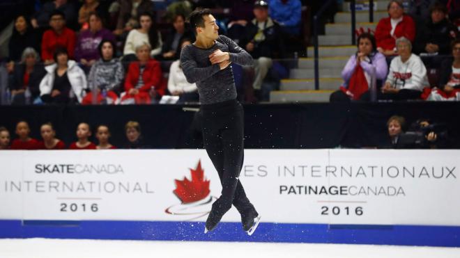 Canada's Patrick Chan performs in the Men's Free Skating Program during the 2016 Skate Canada International competition in Mississauga, Ont., on Saturday, October 29, 2016. THE CANADIAN PRESS/Mark Blinch