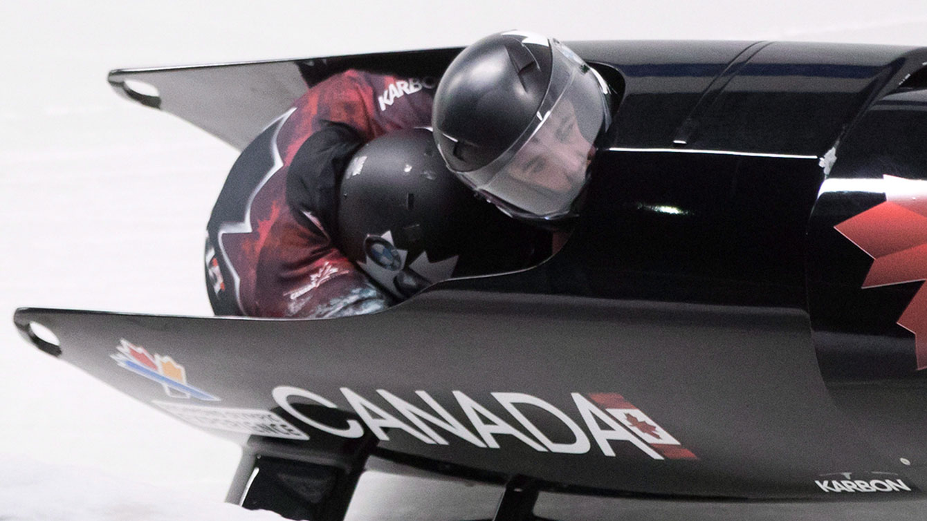 Chris Spring and Lascelles Brown compete in world cup two-man bobsleigh in Whistler on Dec. 2, 2016. THE CANADIAN PRESS/Darryl Dyck