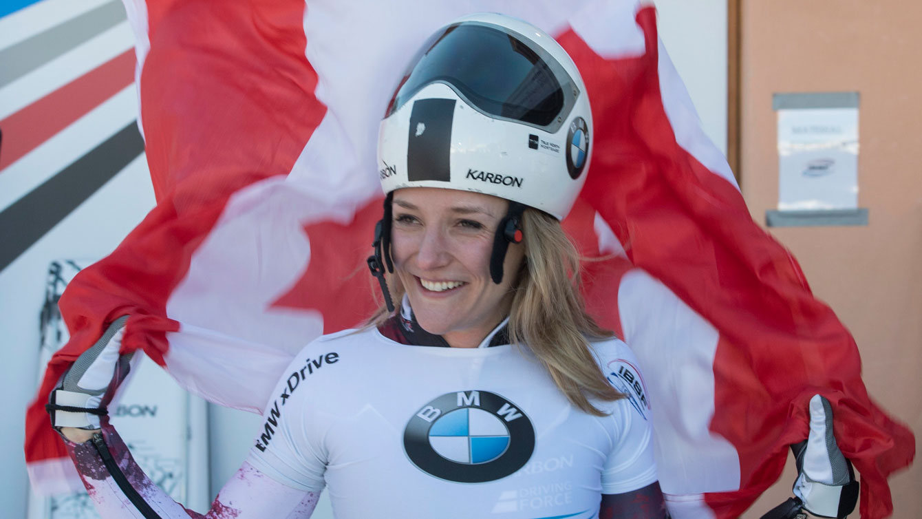 Mirela Rahneva after winning her first World Cup in St. Moritz, Switzerland, on Jan. 20, 2017. (Urs Flueeler/Keystone via AP)