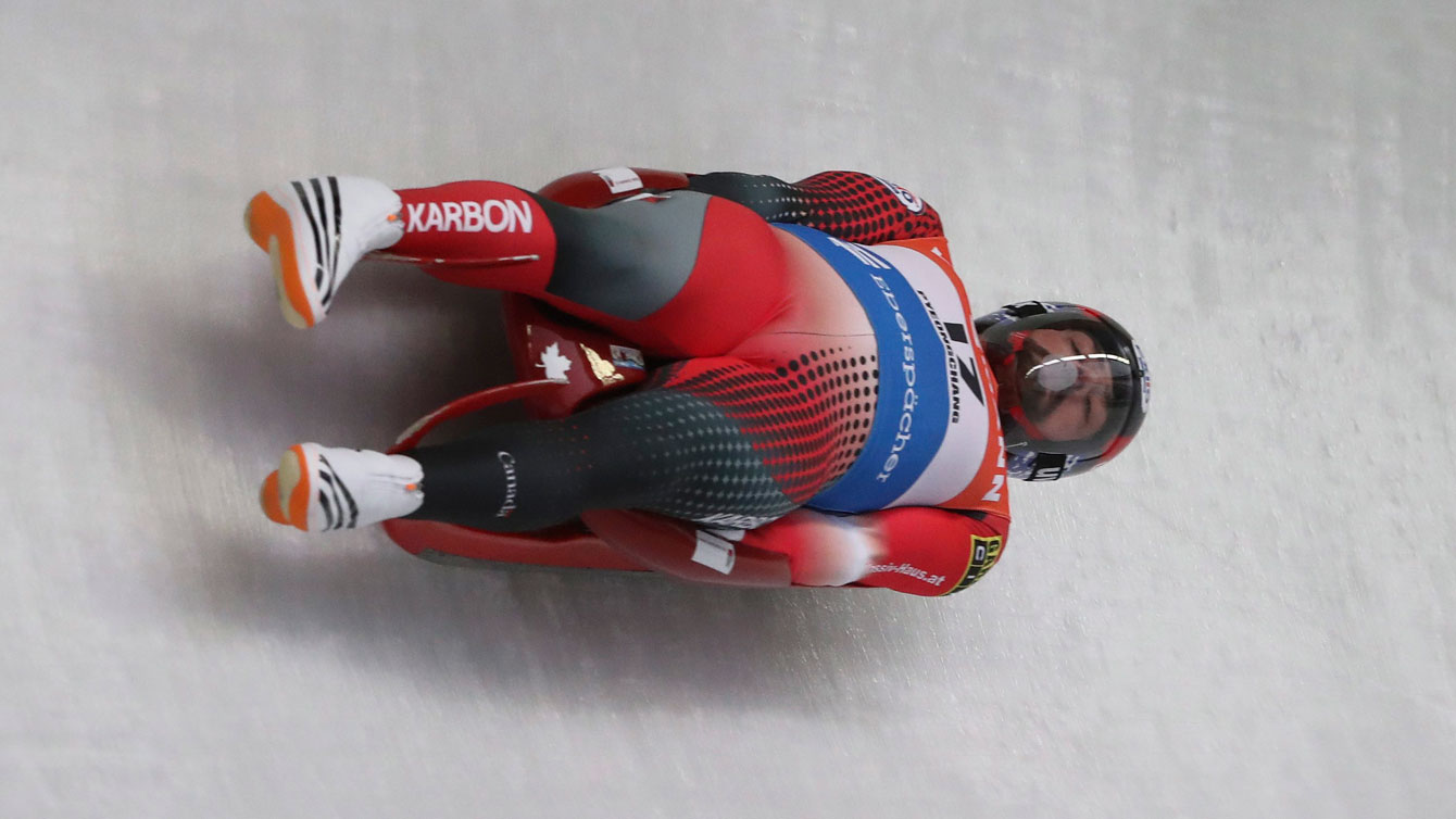 Sam Edney races to third at the PyeongChang Olympic test event on Feb. 19, 2017. (AP Photo/Lee Jin-man)