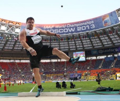 2013 IAAF World Track & Field Championships Dylan Armstrong competes in the shot put at the 2013 IAAF World Championships Photo: Claus Andersen
