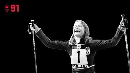 100-countdown-91-hor Just 18-years-old, Kathy Kreiner was competing in her second Olympic Games at Innsbruck 1976 when she won giant slalom gold to become alpine skiing’s youngest Olympic champion at the time. It fulfilled her dream of winning the same Olympic event as Nancy Greene had done 8 years earlier. BE EXCELLENT