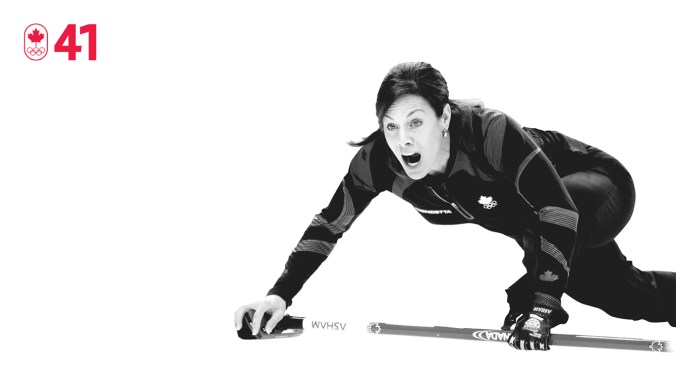 100 COUNTDOWN 41 HOR After a decade spent building her business, Cheryl Bernard’s focus returned to curling in the late 2000s. Having never won a major tournament, she skipped her team of Susan O’Connor, Carolyn Darbyshire, Cori Bartel and Kristie Moore to a surprising victory at the Olympic trials and then a silver medal at Vancouver 2010. BE DETERMINED