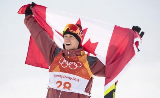 OLY FRE Canada Slopestyle 20180218 Alex Beaulieu-Marchand, of Canada, celebrates his bronze medal following the men's ski slopestyle final at Phoenix Snow Park during the 2018 Olympic Winter Games, in Pyeongchang, South Korea, Sunday, February 18, 2018. THE CANADIAN PRESS/Jonathan Hayward