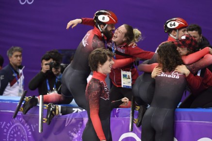 Team Canada Charles Hamelin Charle Cournoyer Pascal Dion Samuel Girard PyeongChang 2018