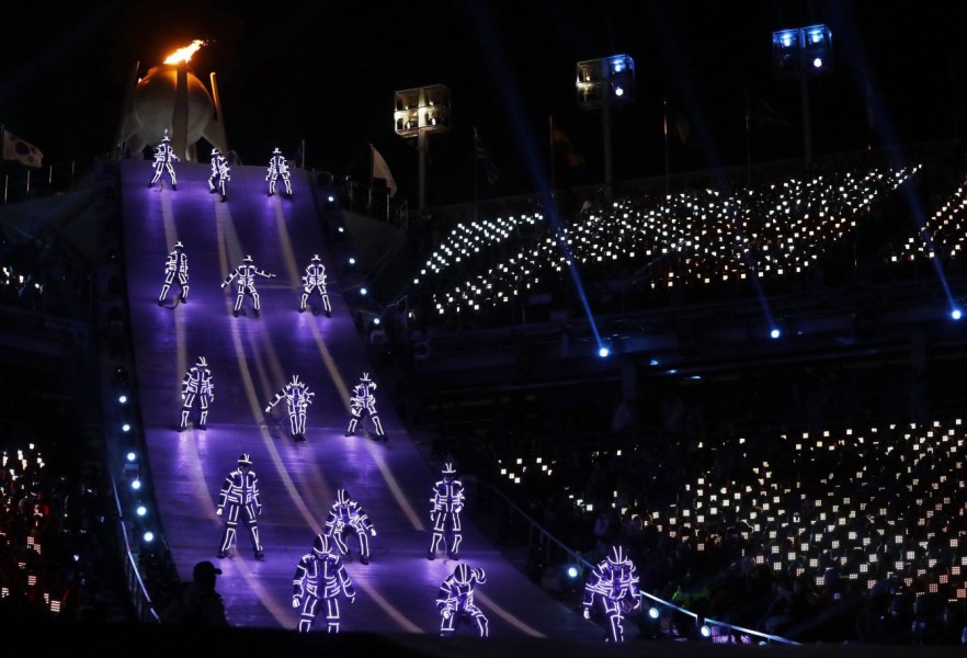 Performers participate in the closing ceremony of the 2018 Winter Olympics in Pyeongchang, South Korea, Sunday, Feb. 25, 2018. (AP Photo/Kirsty Wigglesworth)