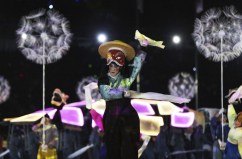 Performers participate in the closing ceremony of the 2018 Winter Olympics in Pyeongchang, South Korea, Sunday, Feb. 25, 2018. (AP Photo/Natacha Pisarenko)