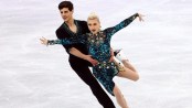 Team Canada's Piper Gilles and Paul Poirier skate in the ice dance short program at PyeongChang 2018, Monday, February 19, 2018. COC Photo by Vaughn Ridley