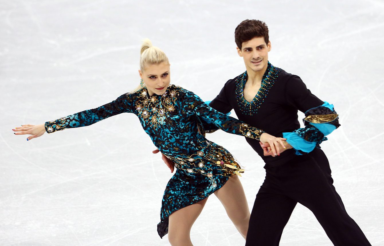 Team Canada's Piper Gilles and Paul Poirier skate in the ice dance short program at PyeongChang 2018, Monday, February 19, 2018. COC Photo by Vaughn Ridley