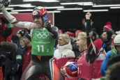 Team Canada Luge Relay team wins Silver at the Alpensia Sliding Centre during the Winter Olympic Games, in Pyeongchang, South Korea, Thursday, February 15, 2018. Photo/David Jackson