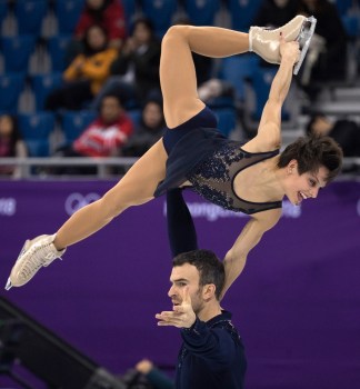 Canada's Meagan Duhamel and Eric Radford compete in the pairs skating short program at the PyeongChang 2018 Olympic Winter Games in Korea, Wednesday, February 14, 2018. THE CANADIAN PRESS/HO - COC Ð Jason Ransom