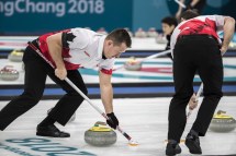 Team Canada's Team Koe in the round robin of curling at PyeongChang 2018, Tuesday, February 20, 2018. COC Photo by Stephen Hosier