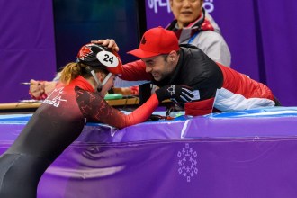 Kim Boutin wins bronze during the Short Track Speed Skating Women's 1500m of the PyeongChang 2018 Winter Olympic Games at Gangneung Ice Arena on February 17, 2018 in Gangneung, South Korea (Photo by Vincent Ethier/COC)