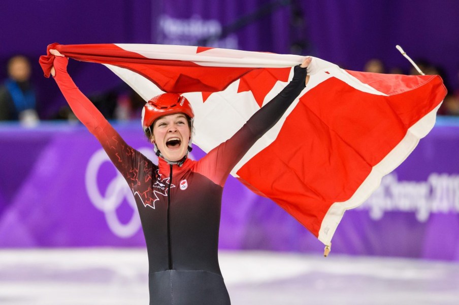 Kim Boutin wins bronze during the Short Track Speed Skating Women's 1500m of the PyeongChang 2018 Winter Olympic Games at Gangneung Ice Arena on February 17, 2018 in Gangneung, South Korea (Photo by Vincent Ethier/COC)