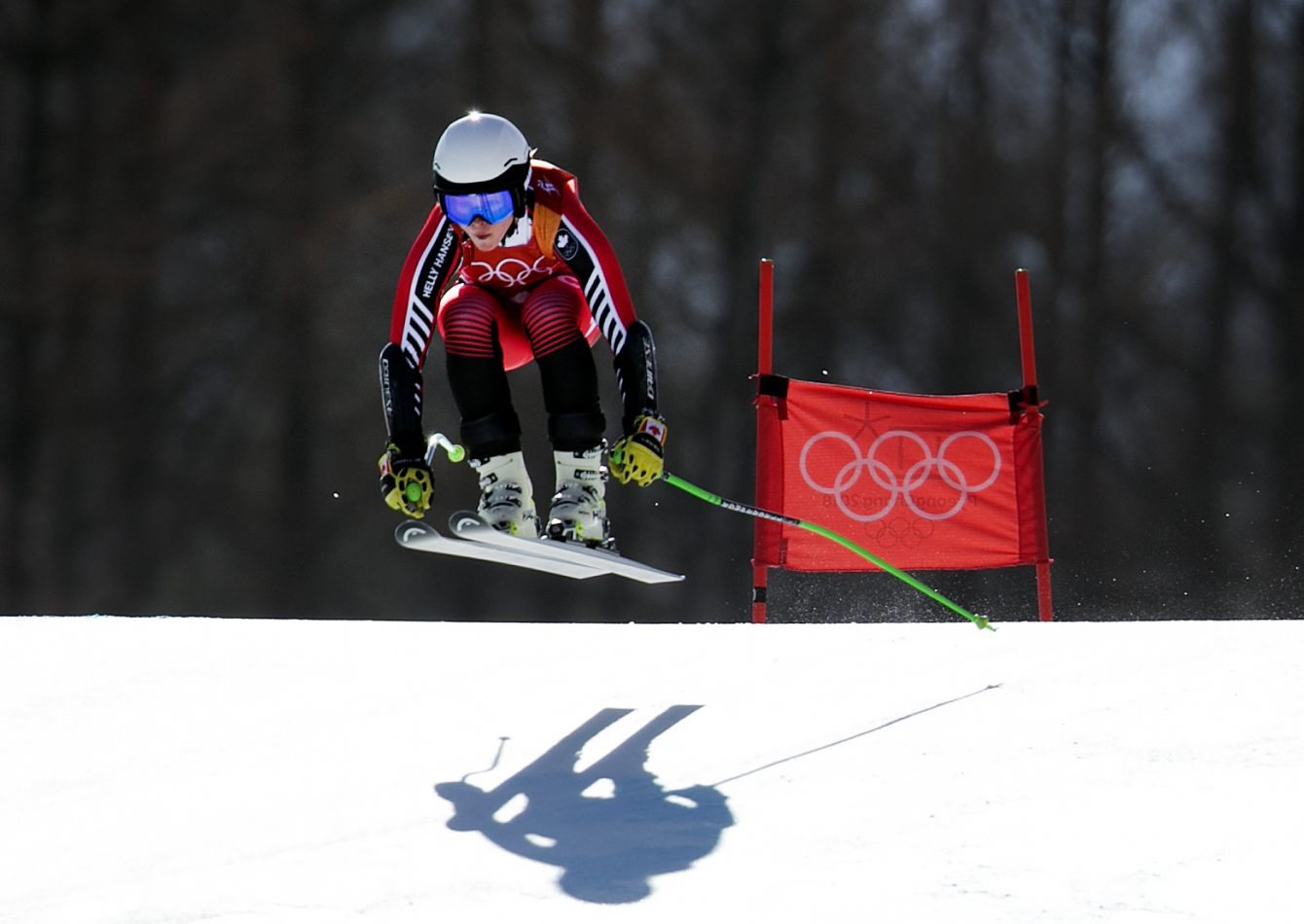 Roni Remme of Canada competes in the Ladies Super-G at the Jeongseon Alpine Centre during the PyeongChang 2018 Olympic Winter Games in PyeongChang, South Korea on February 17, 2018. (Photo by Vaughn Ridley/COC)