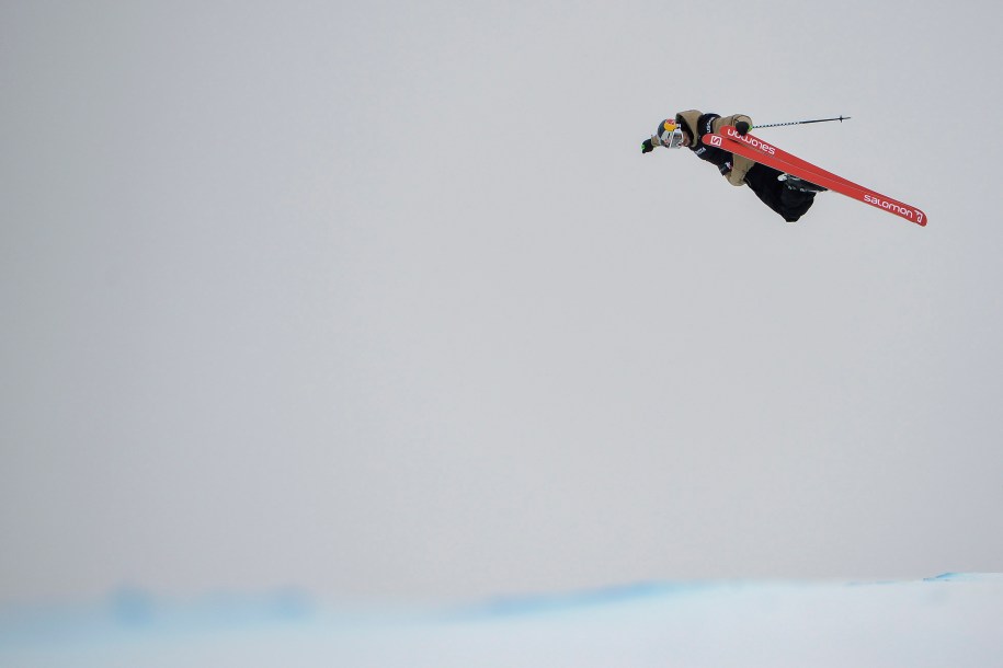 Noah Bowman of Canada competes during the men's skiing halfpipe world championships