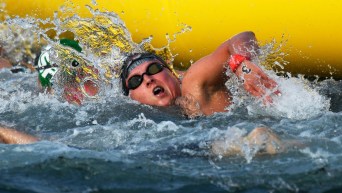 Swimmer in open water