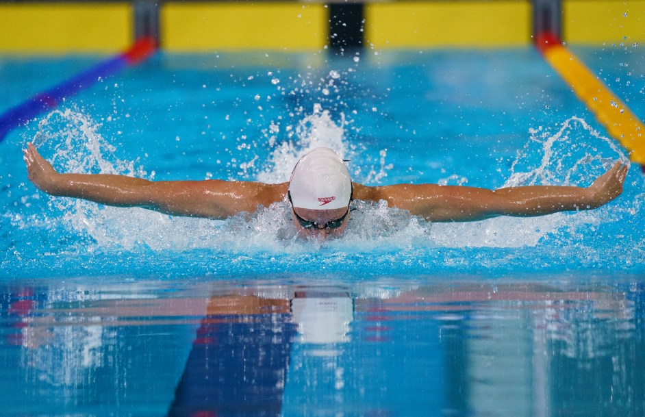 Bailey Andison of Canada competes in the women's 200m individual medley final at the Lima 2019 Pan American Games