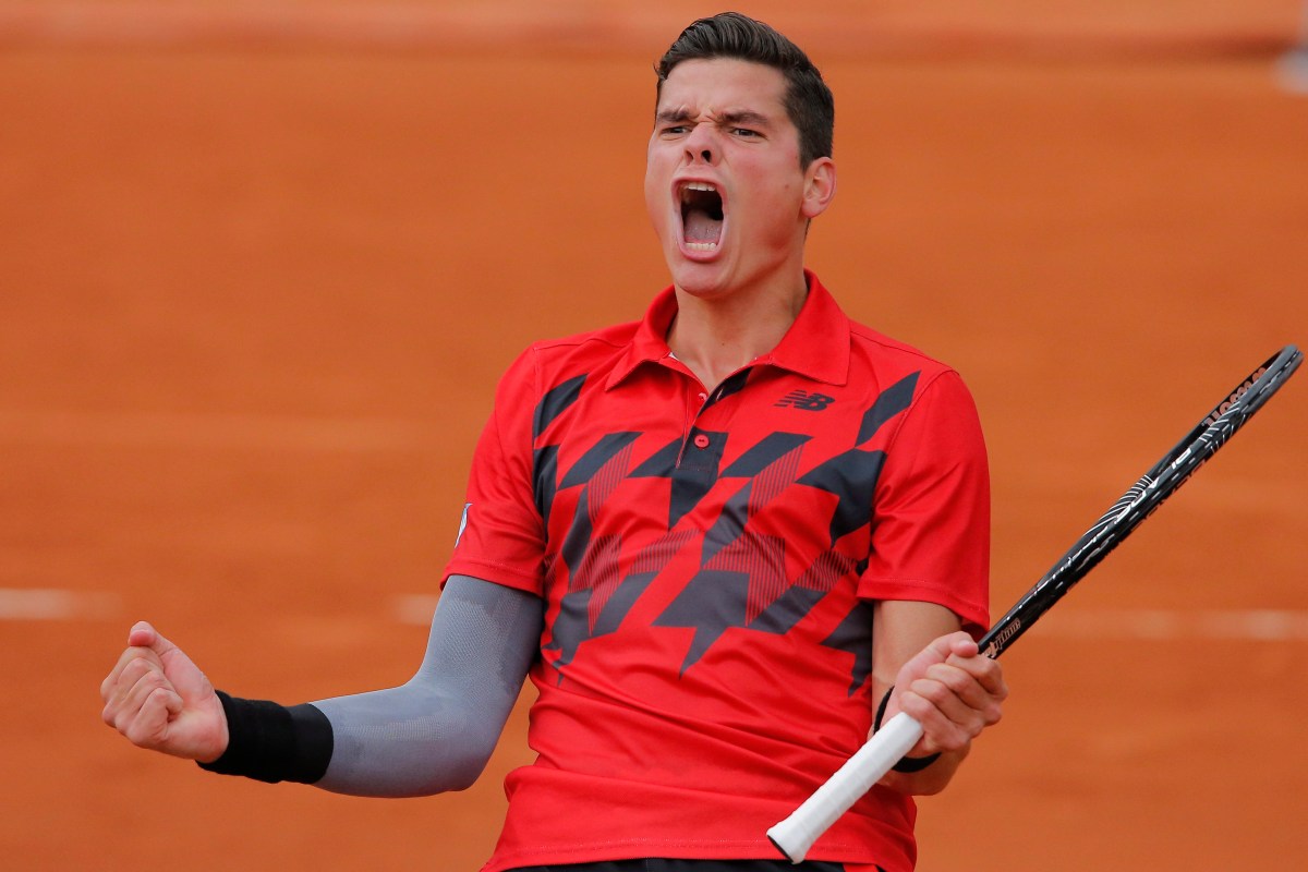 Milos Raonic celebrates