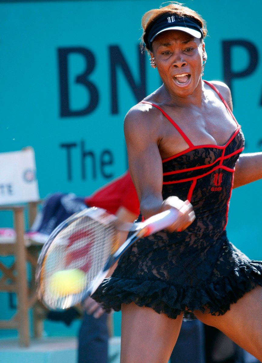 Venus Williams returns the ball