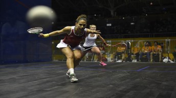 Squash players competing