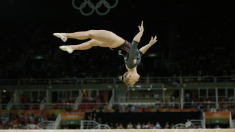 Gymnast competing