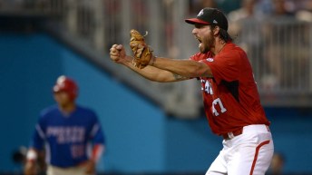 Baseball player celebrating