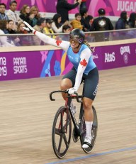 Kelsey Mitchell competes in the womenÕs sprint