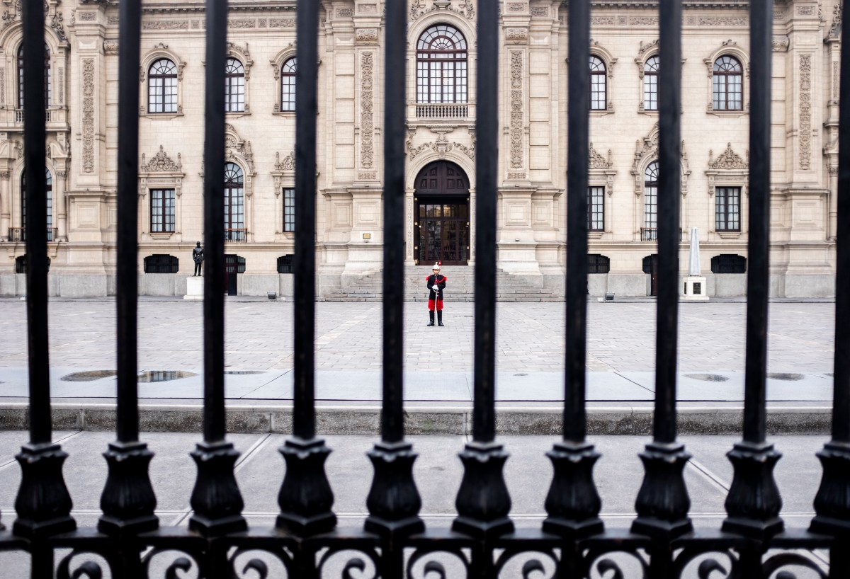 Outside of the fencing of Presidential Palace