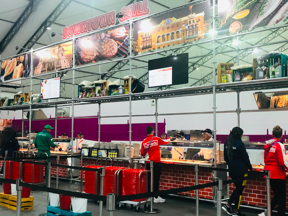 Athletes enjoying some food at the cafeteria