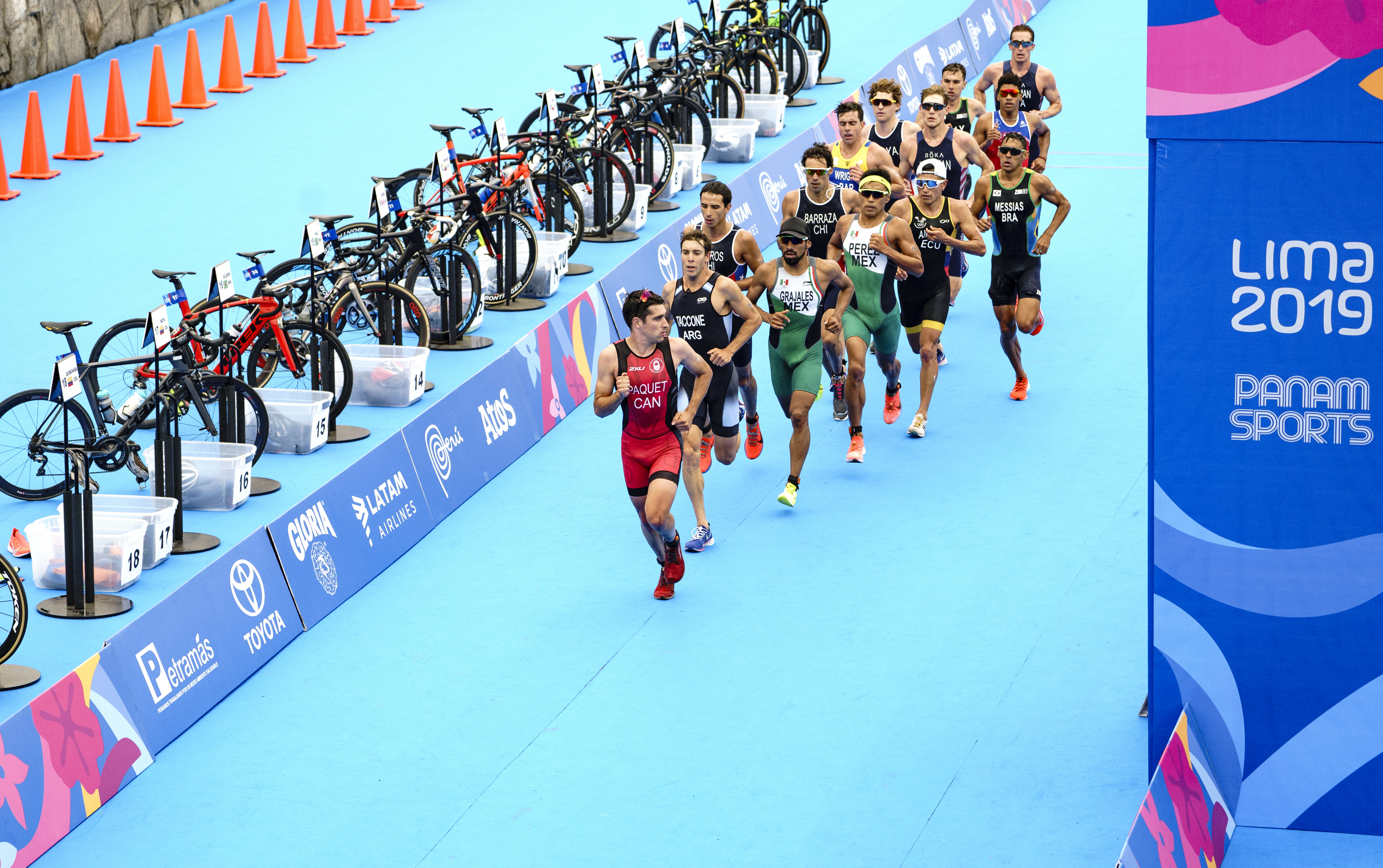 Canadian athlete leading a race