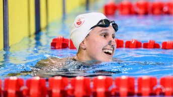 Swimmer smiling