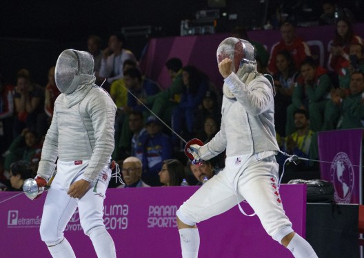 fencer pumps his fist