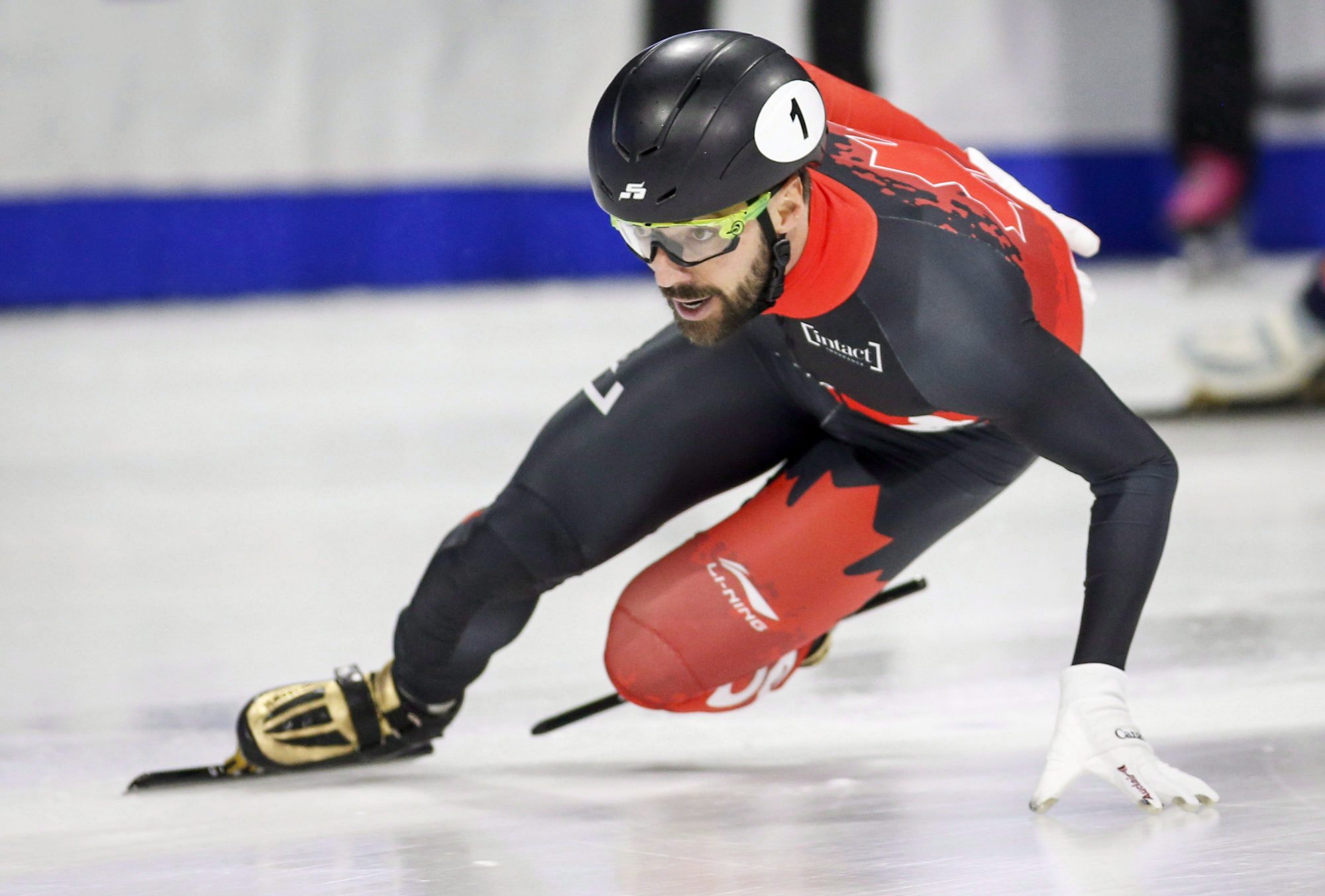 Charles Hamelin races in short track speed skating