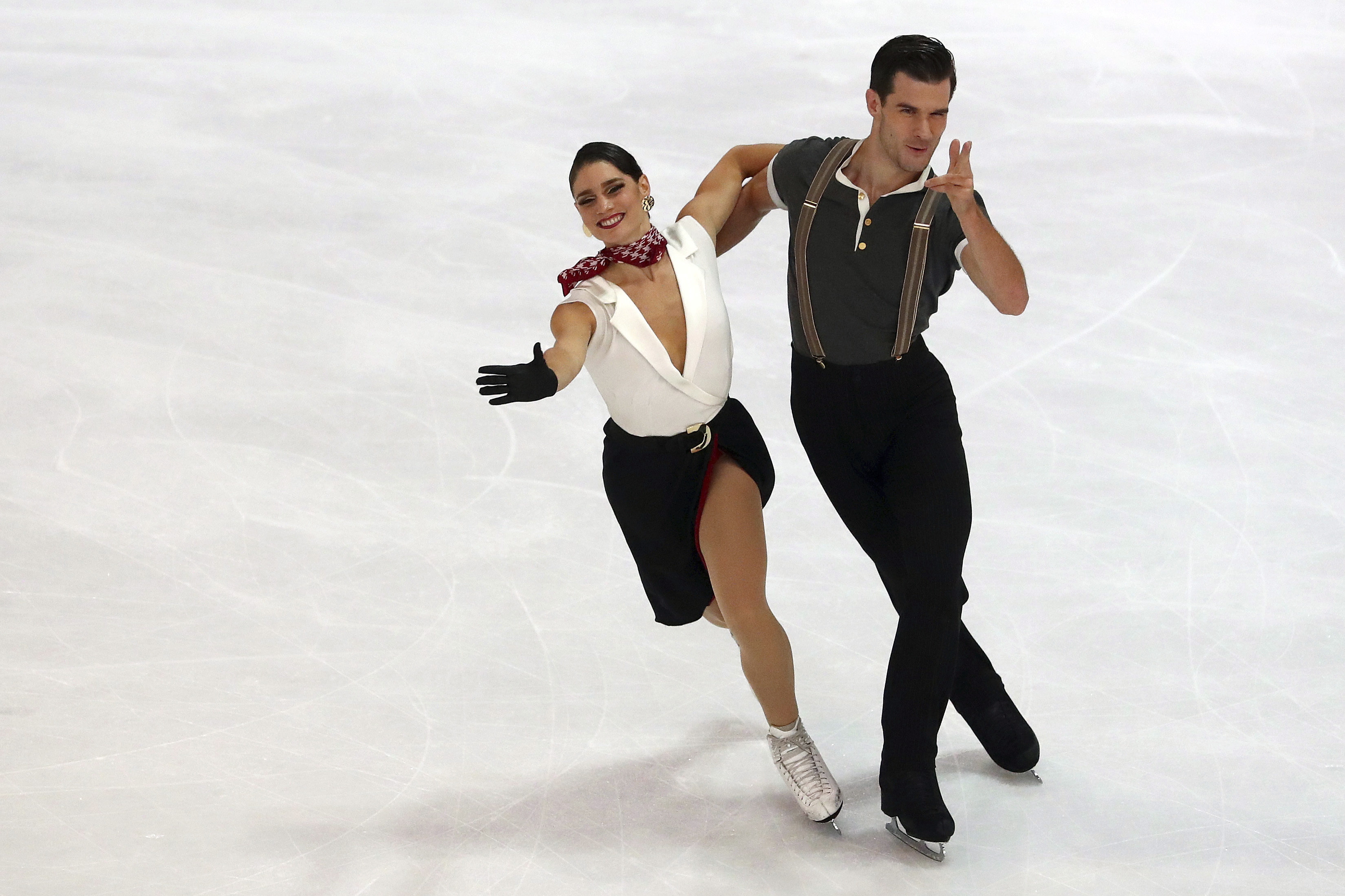 Larence Fournier Beaudry and Nikolaj Sorensen of Canada skating