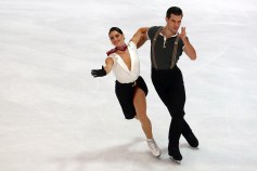 Larence Fournier Beaudry and Nikolaj Sorensen of Canada skating