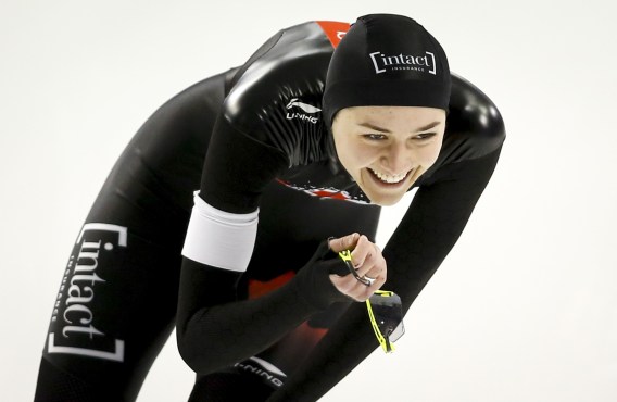 Isabelle Weidemann reacting after a race