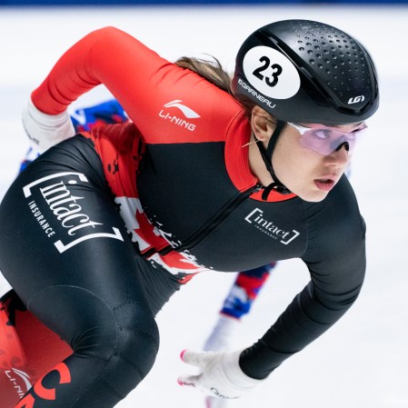 Courtney Lee Sarault Canada's Courtney Lee Sarault skating around the track