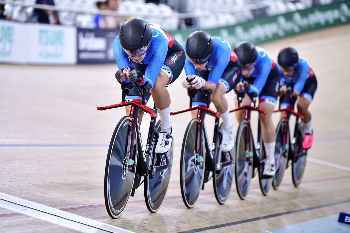 Team Canada's track cycling team competes in the women's team pursuit