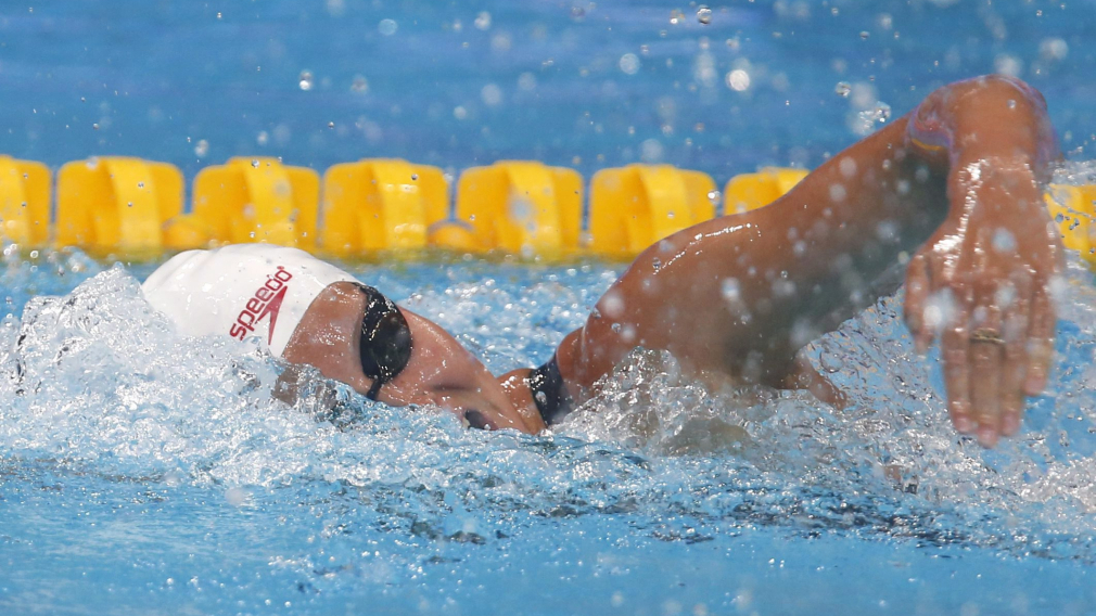 A swimmer competes in the 200m individual medley