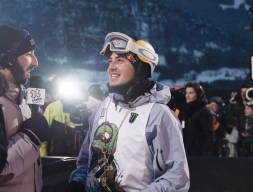 Mark McMorris being interviewed after winning gold