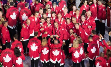 Team Canada Rio 2016 Opening Ceremony Team Canada Athletes pose for pictures at the opening ceremonies in Rio 2016