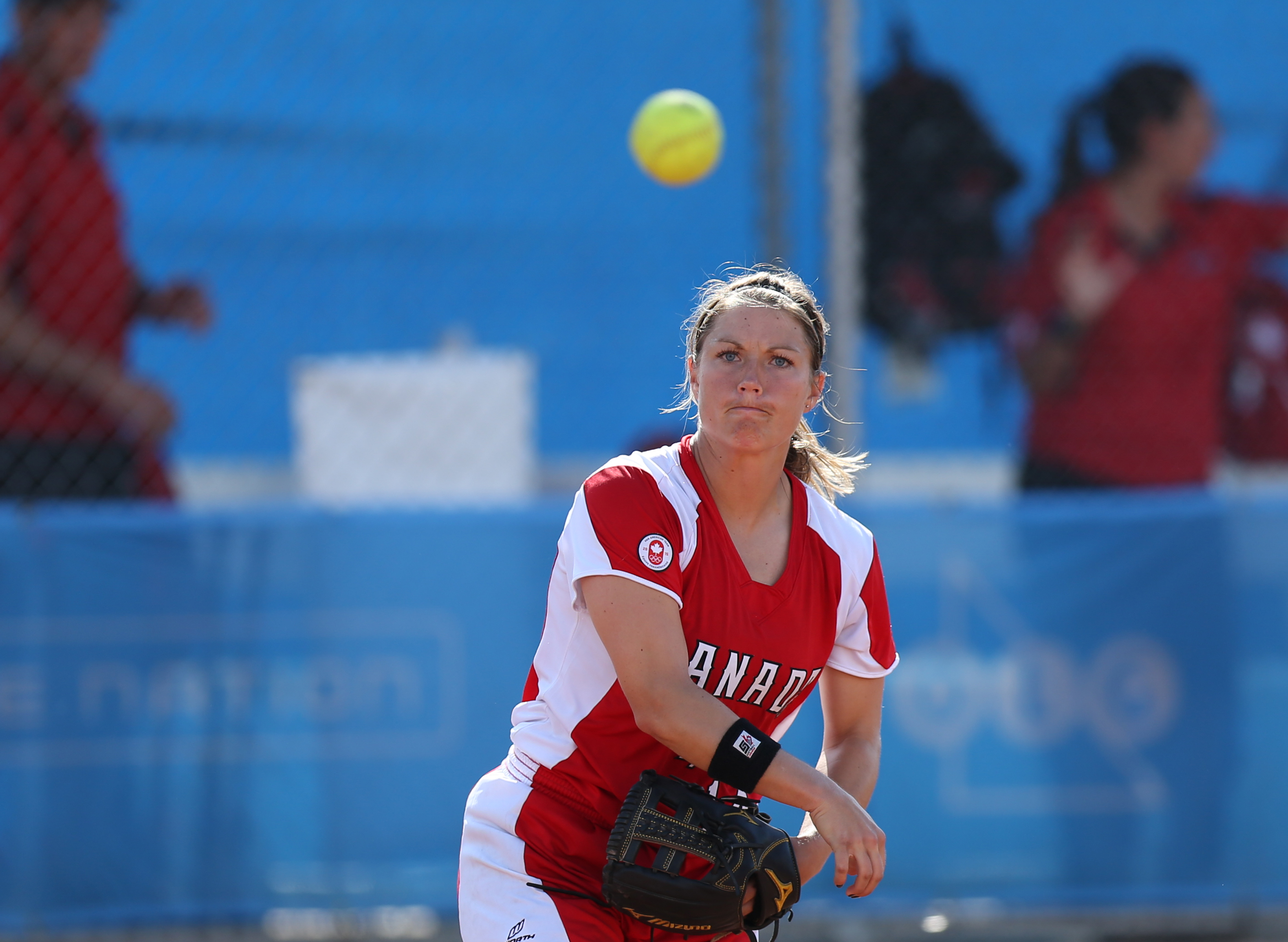 Player throwing softball