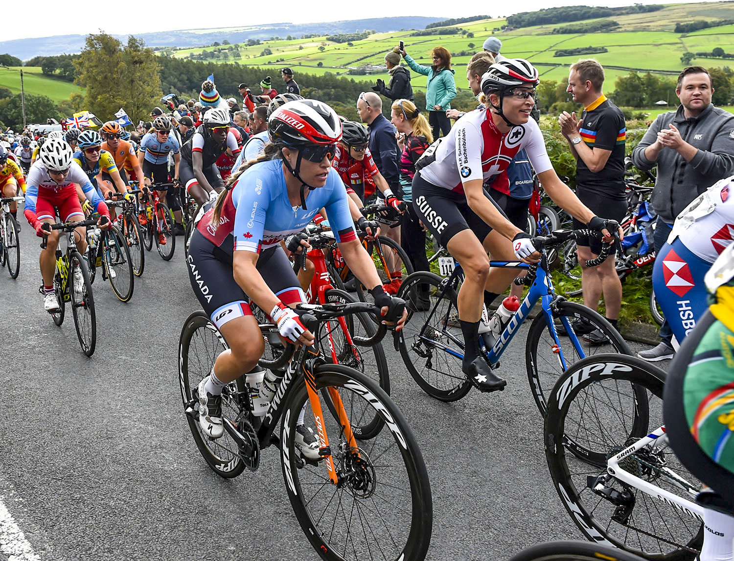 Karol-Ann Canuel mid-pack on hill at world champs race