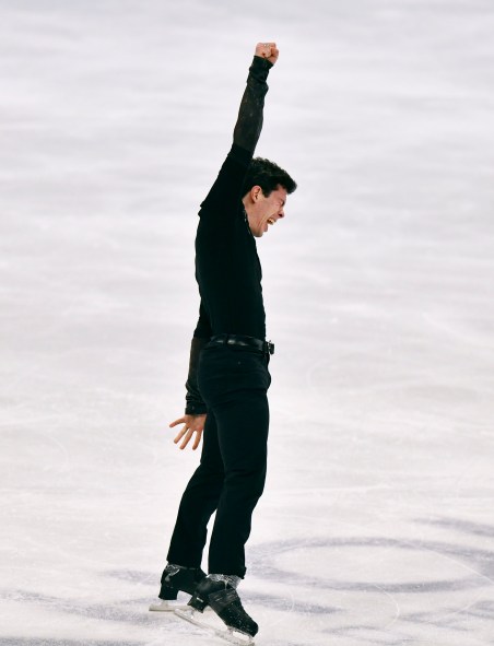 Keegan Messing of Canada performs during the Men Free Skating Program at the Figure Skating World Championships in Stockholm, Sweden, Saturday, March 27, 2021.