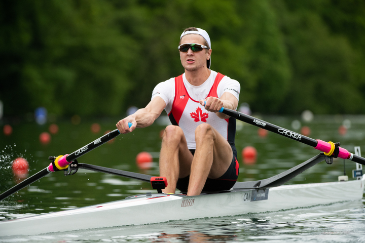 In the men’s single sculls (M1x) final, Canada’s Trevor Jones finished second with a time of 7:01.48 to secure another qualification to Tokyo 2020 on Sunday Mya 16, 2021. Photo by: Rowing Canada.