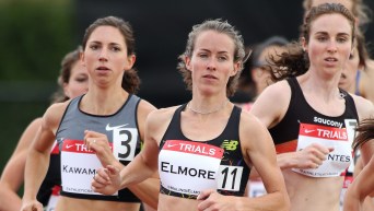 Maldini Elmore running on the track