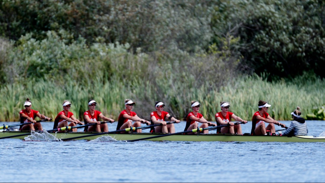Women's eight boat on the water