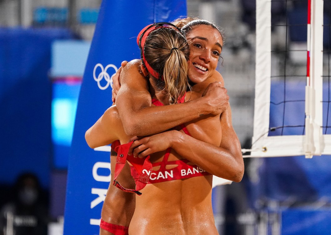 Brandie Wilkerson and Heather Bansley hug